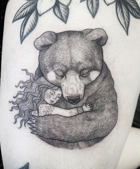 Tattoo Sleeve Drawings, Sleeve Inspiration, Baby Tattoo Designs, Bear Tattoo Designs, Animals Tattoo, Tattoo Symbols, Illustration Tattoo, Bear Tattoos, Family Tattoo