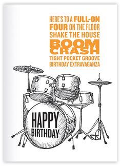 Drum Birthday Party, Happy Birthday Drums, Happy Birthday Male, Homemade Card Ideas, Drum Birthday, Birthday Male, Happy Birthday Man, Good Morning Sister, Cool Birthday Cards