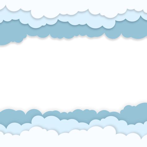 Blue Border Design Aesthetic, Cloud Border Design, Blue Border Design, Cloud Border, Paper Ripped, Vinyl Record Art Ideas, Cloud Template, Blue Template, Project Cover Page