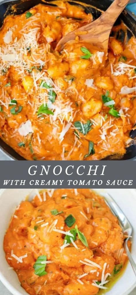 Gnocchi Recipes Sauce, Gnocchi Tomato Sauce, Gnocchi Sauce, Tomato Paste Recipe, Gnocchi Recipes Easy, Gnocchi Pasta, Creamy Tomato Pasta, Pumpkin Gnocchi, Cream Pasta