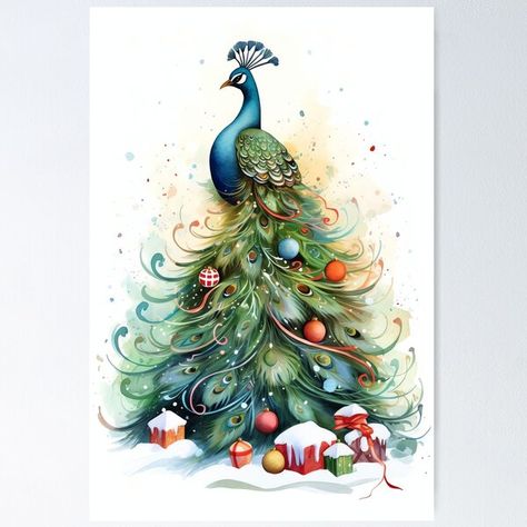 Addition Art, Christmas Peacock, Peacock Christmas, Peacock Painting, Christmas Parade, Pet Birds, Art Boards, Sale Poster, Photographic Print