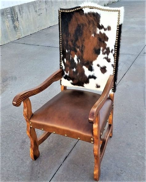 Leather Bar Chairs, Western Chair, Cowhide Decor, Cowhide Chair, Cowhide Furniture, Leather Throw Pillows, Western Rustic, Western Furniture, Southwest Decor