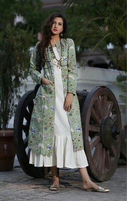 Dress With Shrug Western, Clothes For Women Dresses, Suit Punjabi, Cotton Jackets Women, Designer Kurti Patterns, Long Kurti Designs, Cotton Kurti Designs, Frock Coat, Dress Design Patterns