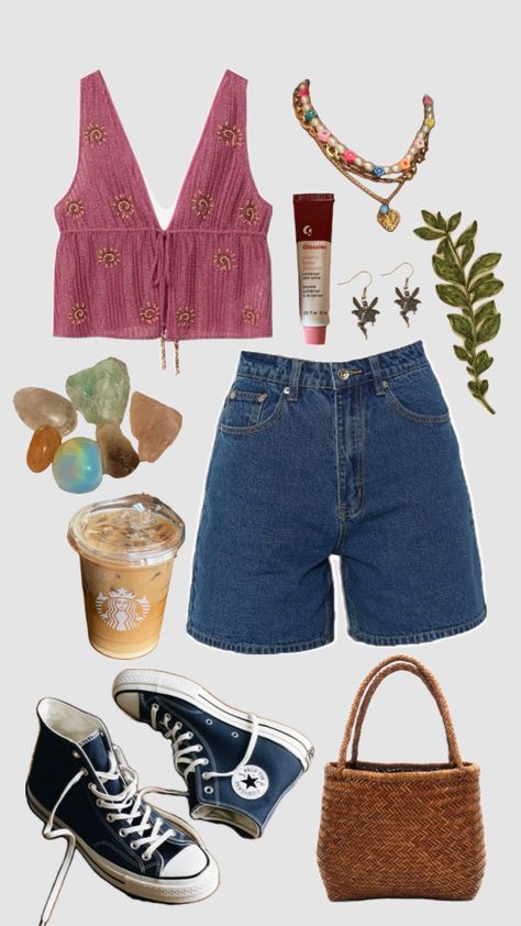 Outfit Ideas Whimsical, Stay At Home Outfits Summer, Summer Day Party Outfit, Crunchy Mom Outfits, Boho Fashion Aesthetic, Hippie Inspired Outfits, Lazy Summer Outfit, Summer Outfits Vintage, Retro Chic Fashion