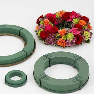 Outside diameter = 6", inside diameter = 3.25"  (item is plastic backed) Foam Wreaths, Oasis Foam, Foam Shapes, Floral Foam, Gift Basket, Diy Wedding, Oasis, Floral Wreath, Capri