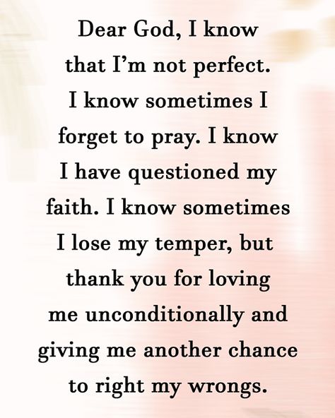 Dear God, I know that I’m not perfect. I know sometimes I forget to pray. I know I have questioned my faith. I know sometimes I lose my temper, but thank you for loving me unconditionally and giving me another chance to right my wrongs. Praying Quotes, Prayer For Strength, Prayer Of Praise, Effective Prayer, Black Girls With Tattoos, Thank You For Loving Me, Prayers For Strength, Good Night Prayer, Marriage Help