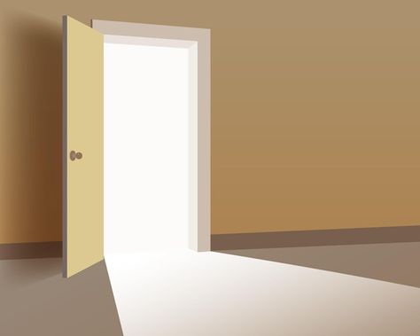 Vector open door in interior discovery v... | Premium Vector #Freepik #vector #open-door #open-gate #white-door #doorway Open Gate, Hallway Door, White Door, Inside Door, Door Opening, Door Open, Simple Room, Open Door, Door Opener