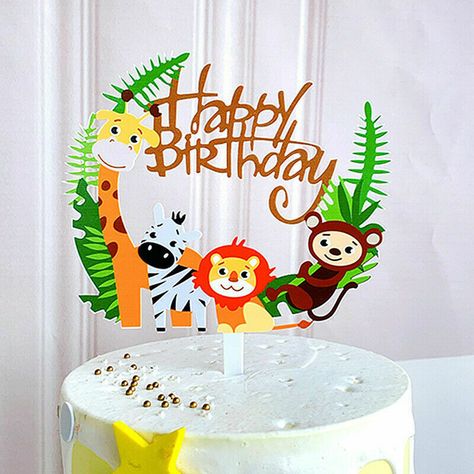 Description&Preview   shipping&policy Description: Description:      100% Brand new and high quality     Greatly helps to add festive colour to the atmosphere     Perfect for decorating Birthday party, Safari, Jungle, Animals Theme, and all that Similar celebrations     Colour: As shown in the photo     Size: as shown in pic     Material: Paper    Package content:   1 Pcs Cake Topper Payment  We accept PayPal only All major credit cards are accepted through our secure payment processor PayPal. P Animal Safari Cake, Jungle Animal Cake, Safari Cake Topper, Jungle Theme Decorations, Happy Birthday In Spanish, Happy Birthday Animals, Jungle Theme Cakes, Animal Party Decorations, Jungle Theme Birthday Party