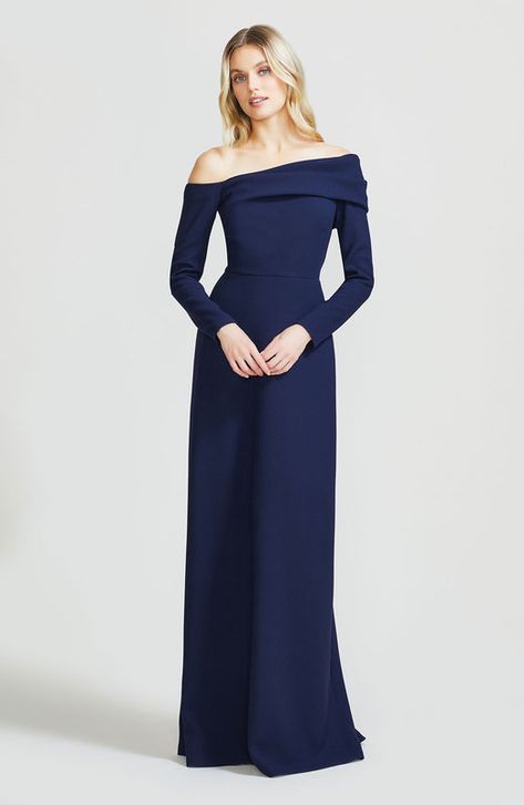 Formal Dress Off The Shoulder, Wool Crepe, Sleeve Gown, Long Sleeve Dress Formal, Long Sleeve Gown, Lela Rose, Gowns Of Elegance, Event Dresses, Couture Dresses