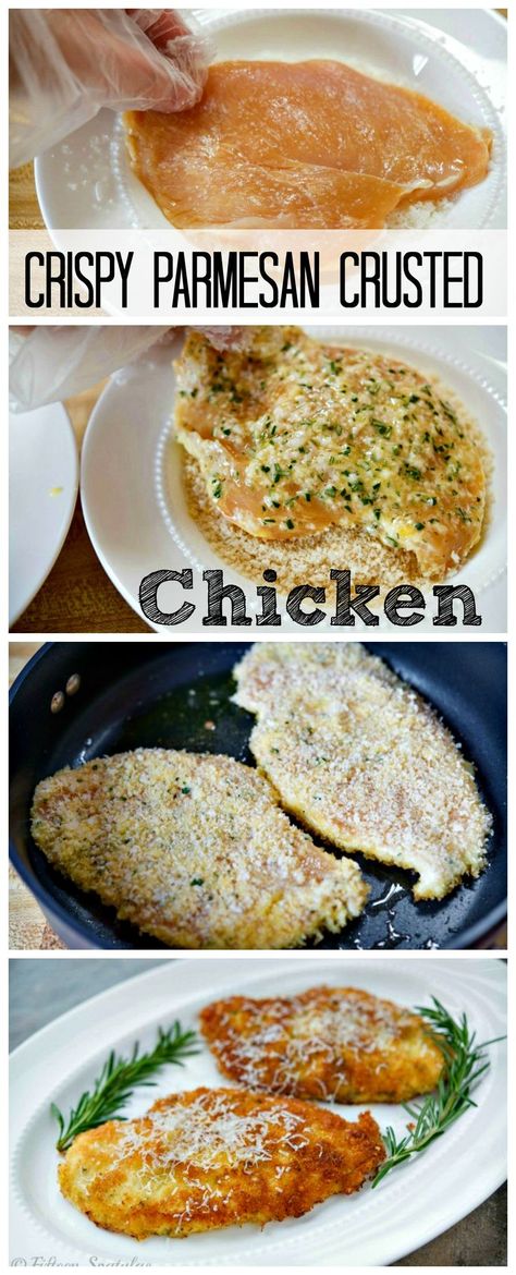 Crispy Parmesan Crusted Chicken. Parmesan Crusted Chicken, Chicken Tender Recipes, Parmesan Crusted, Crusted Chicken, Chicken Main Dishes, Poultry Recipes, Main Dish Recipes, Chicken Recipe, Chicken Dinner