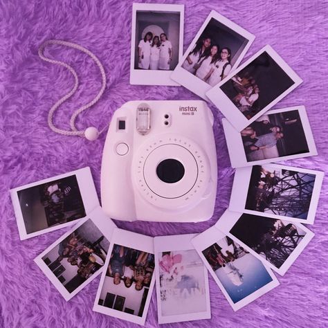 #purpleaesthetic #polaroid #purple #instax Circle Art Projects, Black And Purple Wallpaper, Pink Camera, Instax Camera, Violet Aesthetic, Cute Camera, Purple Vibe, Baby Blue Aesthetic, Lavender Aesthetic