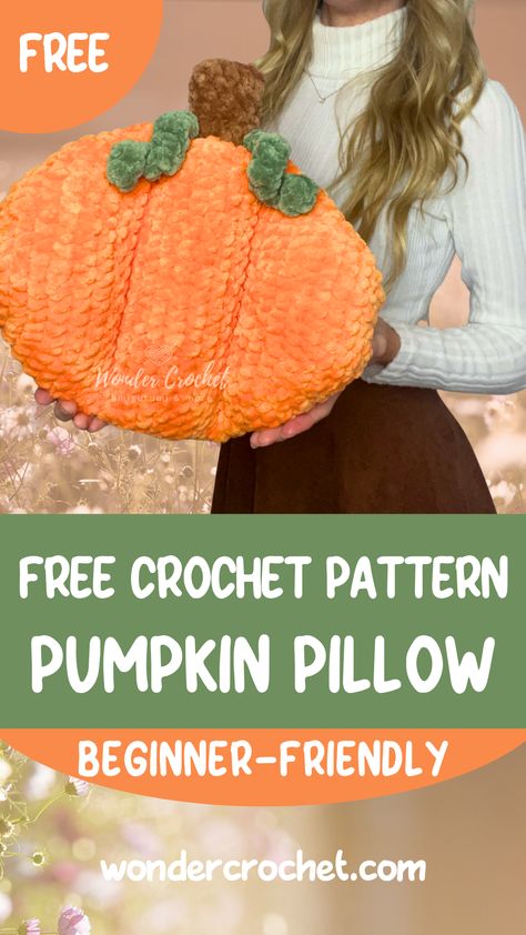 Create Your Own Cozy Low-Sew Crochet Pumpkin Pillow! Discover the magic of crochet with our FREE pattern. Perfect for crafters of all levels! #DIYCrafts #CrochetPattern #Pumpkin #FallCrochet Pumpkin Pillow Crochet Pattern, Crochet Pumpkin Pillow Free Pattern, Crochet Pumpkin Pillow, Wonder Crochet, Heirloom Crochet, Crochet Furniture, Crochet Fall Decor, Pumpkin Pillow, Fall Crochet Patterns