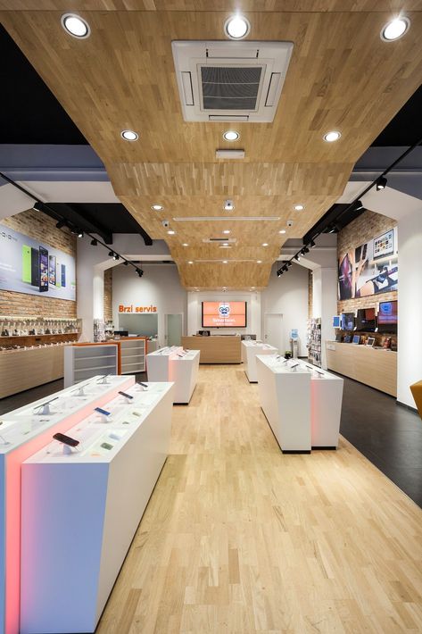 Idea 396353: Smartson – Smartphone store concept in Croatia Phone Store Design, Smartphone Store, Iphone Store, Mobile Shop Design, Mobile Phone Shops, Store Concept, Phone Store, Showroom Interior Design, Brick And Wood