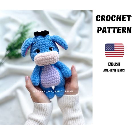 Donkey Crochet Pattern, Winnie The Pooh Crochet, Crochet Bloggers, Amigurumi For Beginners, Knitting Patterns Toys, Crochet Animal Patterns, Plush Pattern, Doll Tutorial, Crochet Doll Pattern