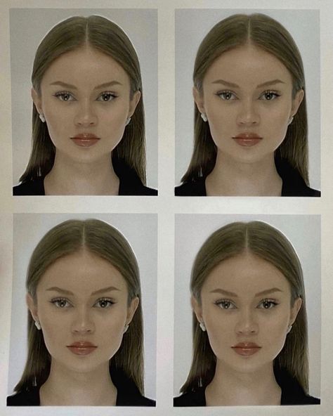 Pretty Id Photo, Passport Picture Makeup, Kendall Tattoo, Passport Photo Makeup, Maquillaje Glowy, Pretty Id Card Picture, Passport Makeup, Red Hair Hairstyles, Passport Pictures