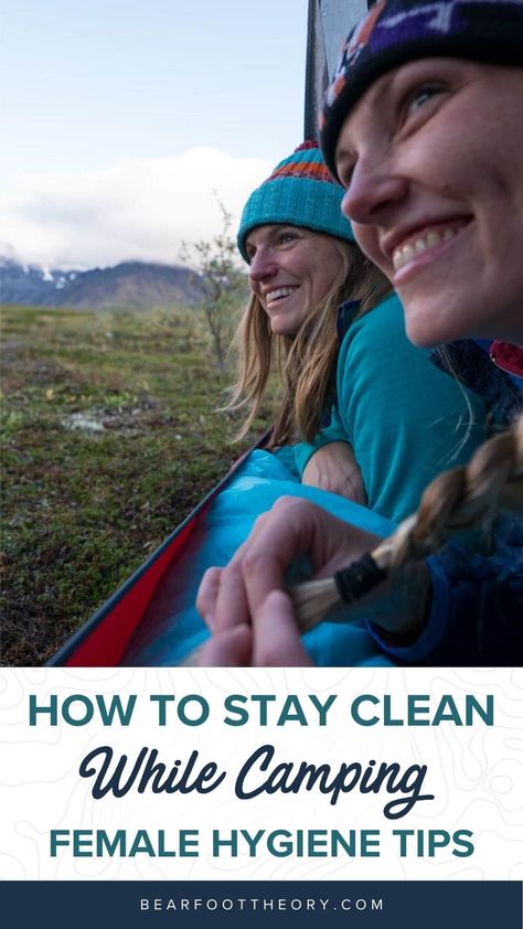 Learn the best tips for staying clean while camping including hygiene essentials, camping on your period, how to poop outdoors, and more! Camping Hygiene Women, Camping Life Hacks, Hygiene Essentials, Woman Hacks, Female Hygiene, Solar Shower, Camping For Beginners, Backcountry Camping, Body Hygiene