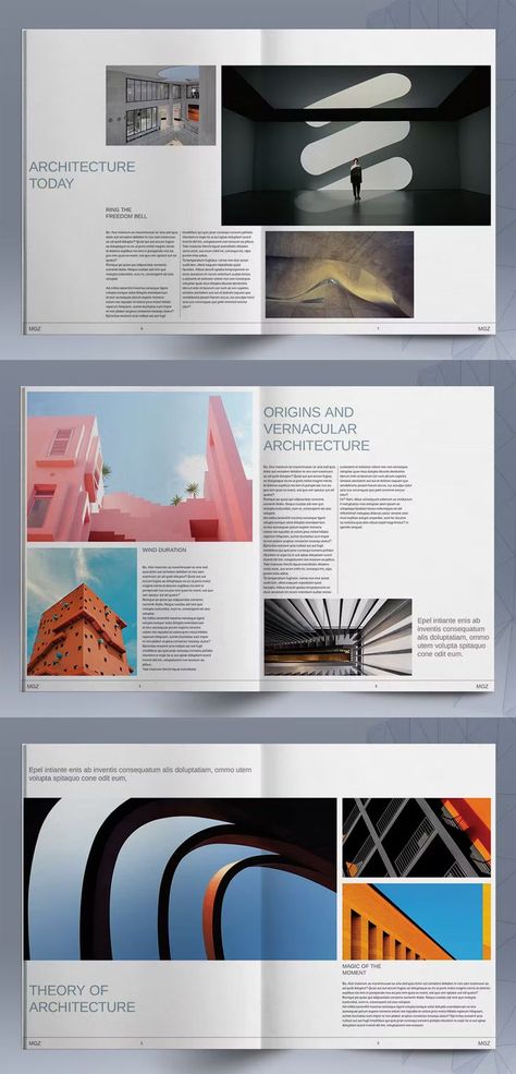 Layout Design Inspiration Architecture, Geometric Magazine Layout, Architecture Publication Design, Architecture Essay Layout, Magazine Trends Layout, Architecture Books Design, Landscape Page Layout Design, Landscape Magazine Layout Design, Rfp Design Layout