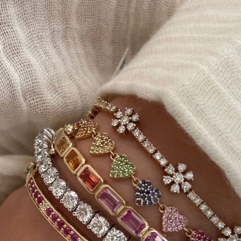 Milestones by Ashleigh Bergman on Instagram: "These superb sapphires and glitzy diamonds are my tickets to sail into the weekend! The stunning silhouettes and bright pops of color are giving ✨year round stunners ✨ and I can’t get enough! #braceletparty #braceletstacks #milestonesbyab​​​​​​​​ .​​​​​​​​ .​​​​​​​​ .​​​​​​​​ .​​​​​​​​ .​​​​​​​​ #jewelry #jewels #jewelryfashion #jewelryblogger #trendyjewelry #jewelrylovers #jewel #jewelrydesigner #spreadpositivity #necklace #masterpiece #diamonds #e Feminine Jewelry, Dope Jewelry Accessories, Chic Necklace, Winter Jewelry, Chic Earrings, Purple Jewelry, Stylish Bracelet, Jewelry Accessories Ideas, Stacked Jewelry