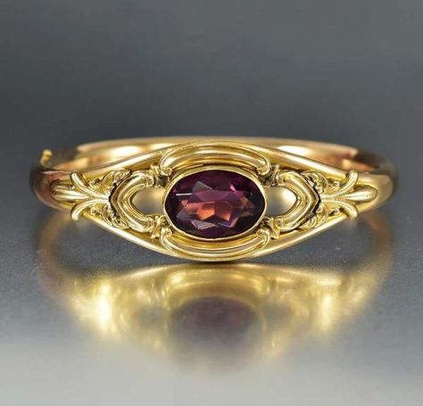 Antique Simulated Amethyst Gold Filled Bracelet Antique Jewellery Online, Gold Bangles For Women, Vintage Jewelry Antique, Amethyst Gold, Edwardian Jewelry, Buy Vintage, Gold Bangles, Online Jewelry, Antique Jewelry