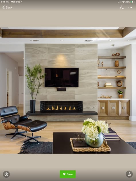 Fireplace Wall With Shelves On Both Sides, Asymmetrical Fireplace Ideas, Japandi Tv Wall Fireplace, Tv With Sound Bar On Wall Above Fireplace, Fireplace With Shelves On One Side Only, Fireplace Ideas Built Ins, Tv Next To Fireplace Layout, Fireplace And Tv Ideas, Tv Cabinet With Fireplace