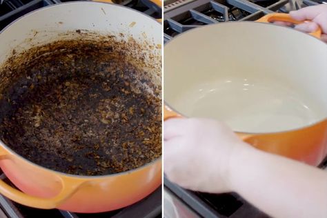 How to restore your Dutch oven after burning it to a crisp, according to a cleaning expert How To Clean A Dutch Oven Pot, Ceramic Dutch Oven, Iron Cleaning, Clean Rust, Cast Iron Oven, White Oven, Enamel Dutch Oven, Cast Iron Cleaning, Oven Pan