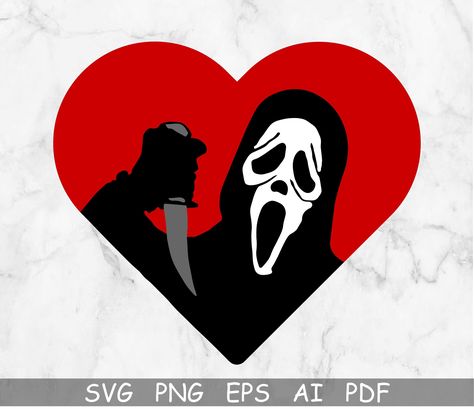 Ghost Face Design, Scream Heart Eyes, Heart Ghostface, Scream Silhouette, Scream Image, Scream Clipart, Bouquet Toppers, Scream Png, Ghost Face Svg