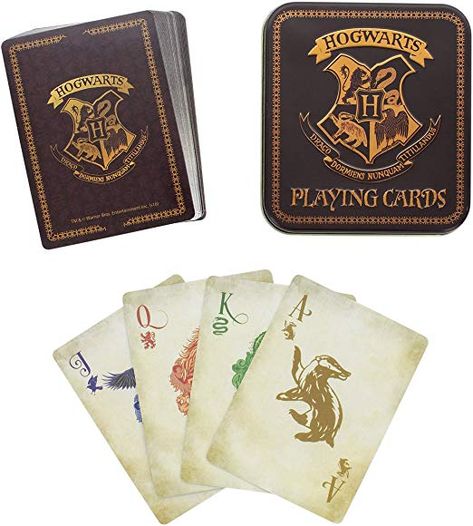 Amazon.com: Harry Potter Playing Cards with Hogwarts House Symbols: Toys & Games Harry Potter Playing Cards, Harry Potter Memorabilia, Four Houses Of Hogwarts, Latin Mottos, Tie Dye Crafts, Hogwarts Crest, Harry Potter Gifts, Magical Gift, Card Tricks