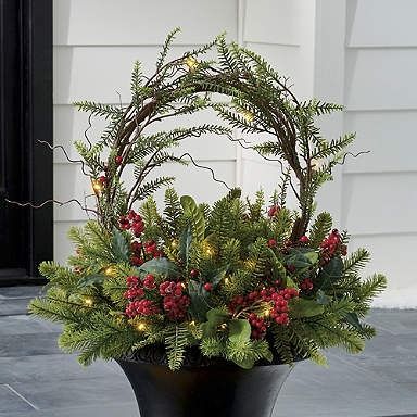 Berry and Vine Urn Filler Christmas Urns, Outdoor Christmas Planters, Halo Glow, Holiday Planter, Winter Planter, Christmas Pots, Christmas Flower Arrangements, Christmas Planters, Christmas Floral Arrangements