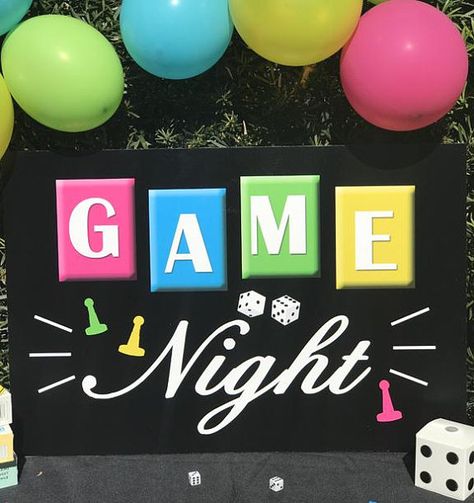 Game Night Decorations, Couples Game Night, Birthday Games For Adults, Night Decor, Game Night Parties, Game Wedding, Games Night, Wedding Newspaper, Games Party