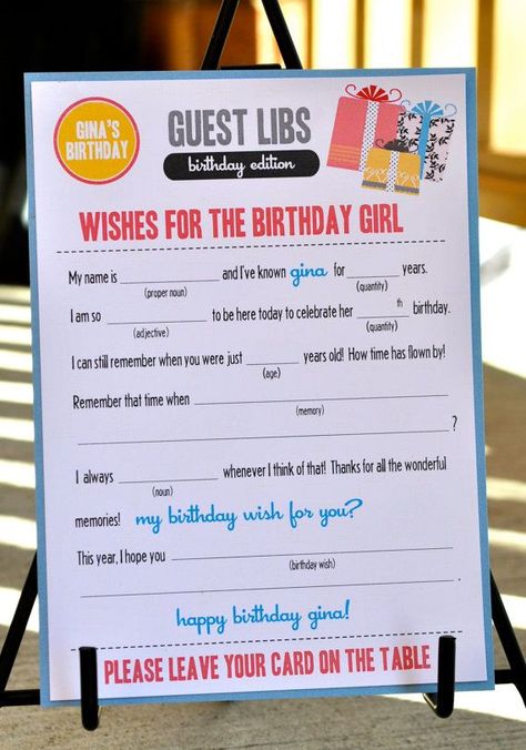 ItsMommysChoice 50th Birthday Party Games, Sweet Fifteen, Sweet 16 Party, Mad Libs, Sweet Sixteen Parties, Birthday Party Crafts, 13th Birthday Parties, Sweet 16 Birthday Party, 30th Birthday Parties