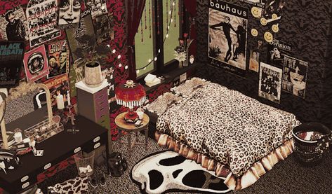 elaina's cc finds Ts4 Wall Decor, Sims 4 Emo Room Cc, Scene Gyaru, Sims 4 Tv Cc, Gyaru Room, Sims4 Build, Sims 4 Cc Goth, Sims 4 Beds, Ts4 Mods