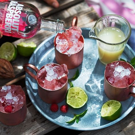 Raspberry Vodka Mule Recipe | Absolut Drinks Vodka Mule Recipe, Raspberry Mule, Raspberry Vodka Drinks, Vodka Mule, Absolut Citron, Mule Recipe, Raspberry Vodka, Cocktail Serving, Absolut Vodka