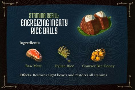 Legend of Zelda: Botw Recipe Loz Botw Recipes, Totk Recipes, Zelda Breath Of The Wild Recipes, Zelda Recipe Poster, Zelda Botw Tips, Botw Food Art, Botw Tips, Botw Recipes, Botw Food