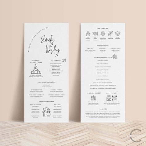 Infographic Wedding Program & Timeline, Wedding Day Program, Infographic Program, Wedding Program Timeline, Unique Wedding Program - CALM by CalmJohnny on Etsy Wedding Program Infographic, Wedding Infographic Program, Timeline Wedding Day, Wedding Day Program, Wedding Reception Program, Fun Wedding Programs, Timeline Wedding, Program Wedding, Wedding Infographic