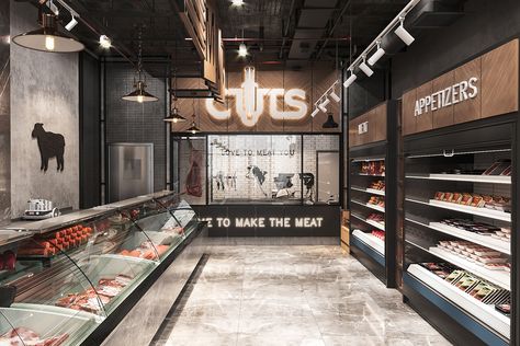 Butcher Shop on Behance Meat Shop Design Interiors, Butcher Shop Design Interiors, Butchery Interior, Butchery Ideas, Butcher Shop Design, Butchery Design, Butcher Store, Local Butcher Shop, Carnicerias Ideas