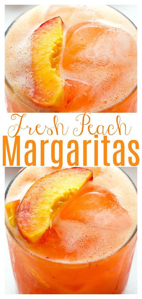 Peach Margaritas, Peach Margarita, Baker By Nature, Peach Puree, Yummy Alcoholic Drinks, Boozy Drinks, Fancy Drinks, Mixed Drinks Recipes, Cocktail Drinks Recipes