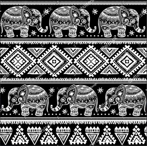 Thai Elephant, Elephant Fabric, Thai Pattern, Rangoli Designs Latest, Star Quotes, Flower Pattern Design, Thai Art, Party Wear Indian Dresses, Border Pattern