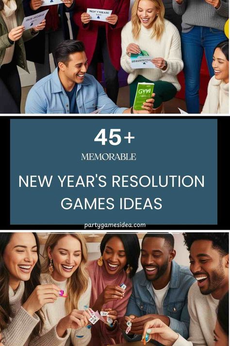 New Year's Resolution Games Ideas, designed to inspire goal-setting, provide a fun and engaging way to kickstart these goals. New Year Team Building Activity, New Years Group Therapy Activities, New Year’s Eve Party Games For Adults, New Years Eve Game Ideas, Games Ideas For Adults, Spirit Day Ideas, Setting Activities, New Year Activities, Party Games Ideas