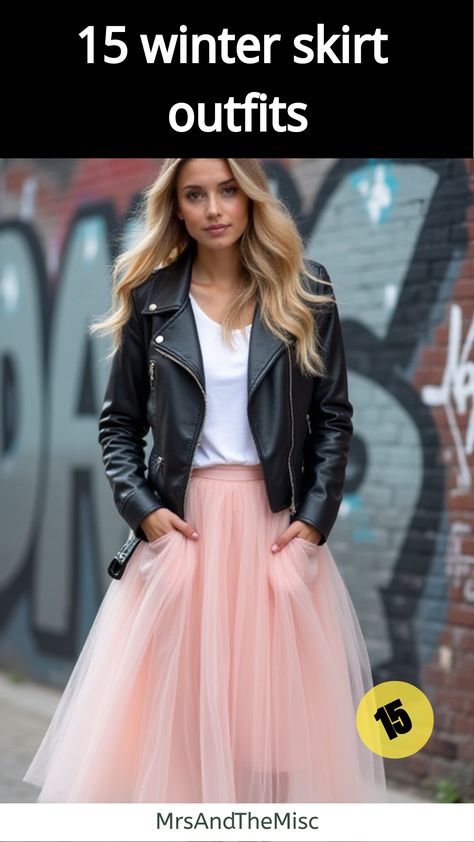 winter skirt outfits Tulle Skirt With Belt Outfit, Tulle Skirt And Leather Jacket, Tulle Skirt Cowboy Boots, Popflex Skirt Outfit, Style Tulle Skirt Outfit, Tulle Skirts For Women, Pink Christmas Outfits Women, Tulle Skirt With Boots, Black Tulle Skirt Outfit Classy