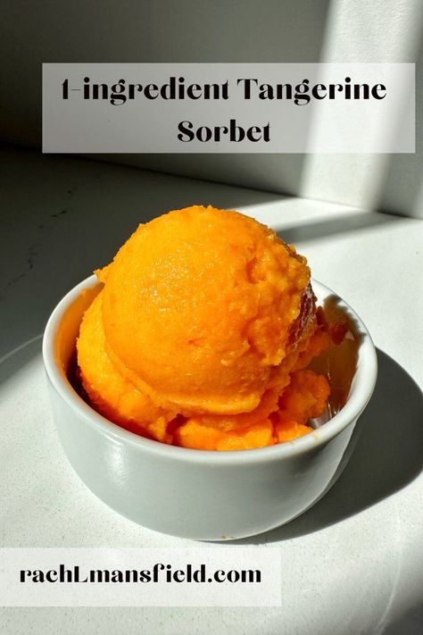 Tangerine Sorbet is made with just 1 ingredient and it is incredibly easy to whip up in your food processor and enjoy as a healthy snack or dessert. Tangerine Desserts, Clementines Recipes, Clementine Recipes Healthy, What To Do With Clementines, Clementine Dessert, Mandarin Ice Cream, Tangerine Sorbet Recipe, 2 Ingredient Orange Sherbert, What To Do With Old Clementines