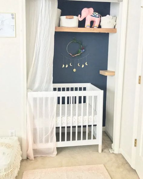 Gelato Mini Crib, Babyletto Crib, Closet Nursery, Tiny Nursery, Nursery Nook, Crib Decor, Contemporary Nursery, Extra Space Storage, Baby Corner