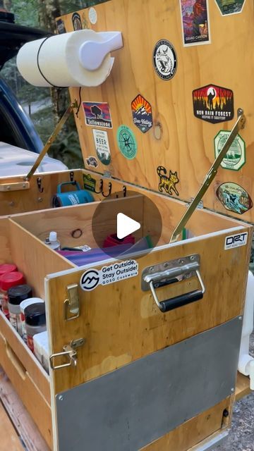 Dirt Road Tools on Instagram: "Camping kitchen ASMR. Turn your volume up to watch the setup of our camp kitchen. I custom built the camp kitchen box and the truck bed slides. These systems make setting up camp a breeze and much more enjoyable. Spending time in nature should be easy and relaxing.  #campingkitchen #asmrvideo #asmrcamping #overlandlife #pnwcamping #cookingoutdoors #overlandcooking #asmr" Chuck Box Plans Camping Kitchen, Sliding Camper Bed, Slide Out Camp Kitchen, Camping Box Kitchen, Camp Box Ideas, Camping Kitchen Box Diy, Camp Kitchen Box Plans, Diy Camping Kitchen, Diy Camp Kitchen