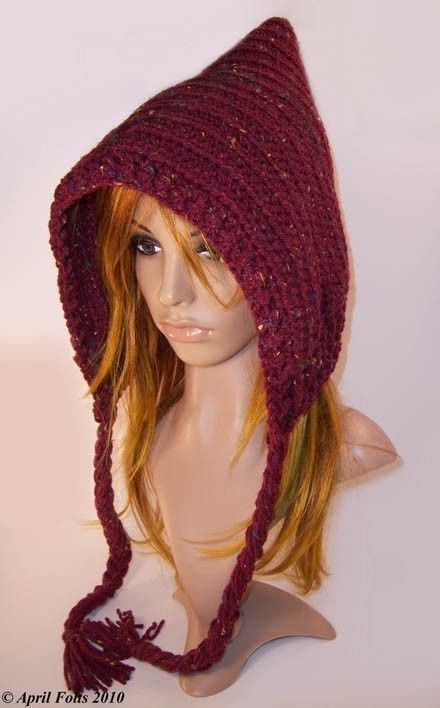 Crochet Hood, Pixie Hat, Hat Crochet, Crochet Hat Pattern, Crochet Edging, Crochet Beanie, Loom Knitting, Crochet Accessories, Knitting Inspiration