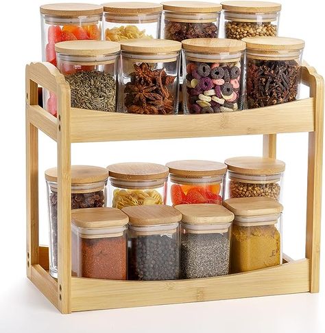 Bekith 2 Tier Spice Rack Organizer for Cabinet, Bamboo Countertop Shelf Corner Shelf Pantry Shelves for Kitchen, Bedroom, Bathroom : Amazon.ca: Home Shelf Pantry, Bamboo Spice Rack, Bamboo Countertop, Shelves For Kitchen, Countertop Shelf, Shelf Corner, Kitchen Wall Shelves, Pantry Shelves, Corner Pantry