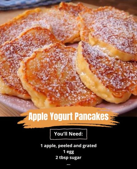 Catherine's Polish Kitchen Polish Apple Pancakes, Yogurt Pancakes, Apple Pancakes, 1 Egg, Breakfast Recipes Easy, Healthy Baking, Easy Breakfast, Yogurt, Cooking And Baking