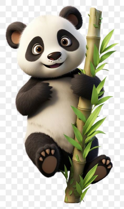 Panda Png, Panda 3d, Png Text, 3d Rendering, 3d Illustration, Cartoon Art, Mammals, Bamboo, Animals