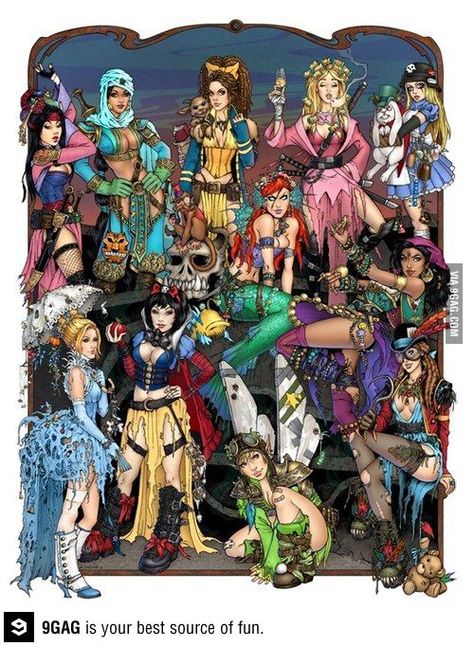 Apocalypse Princesses Steampunk Disney Princesses, Princess Gone Bad, Zombie Princess, Disney Punk, Alternative Disney, Punk Disney, Zombie Disney, Images Disney, Dark Disney