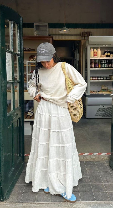 [CommissionsEarned] 20 Trendiest Long Winter Dress Outfit Casual Ideas To Save Today #longwinterdressoutfitcasual Flowy Skirt Outfit, White Maxi Skirt Outfit, White Skirt Outfits, Maxi Skirt Outfit, Skirt Outfit Summer, White Maxi Skirt, White Long Skirt, White Maxi Skirts, Long Skirt Outfits