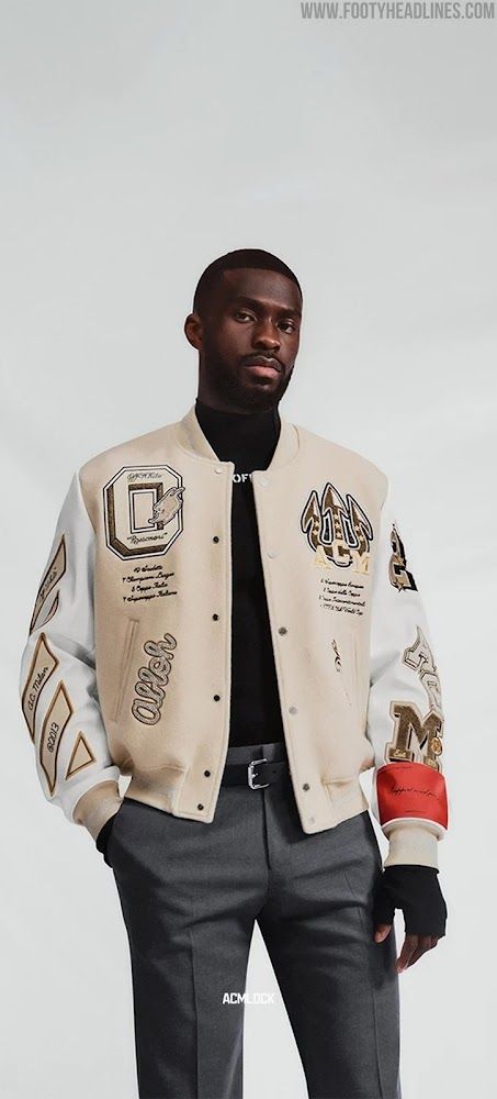 Ac Milan Varsity Jacket, Ac Milan Off White Jacket, Varsity Jacket Off White, Off White Ac Milan, Ac Milan X Off White, Ac Milan Off White, Ac Milan Jacket, Milan Lifestyle, Varsity Jacket Outfit Mens