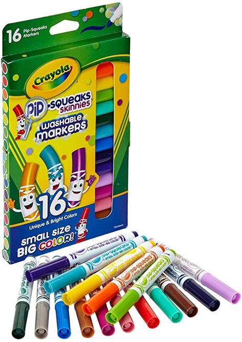 Amazon.com: Crayola Washable Pip-Squeaks Skinnies Markers 16-Count per Pack (1-Pack) : Toys & Games Crayola Art, Crayola Markers, Mini Marker, Highlighters Markers, Washable Markers, Stocking Stuffers For Kids, Book Markers, Markers Set, Stocking Stuffer Gifts